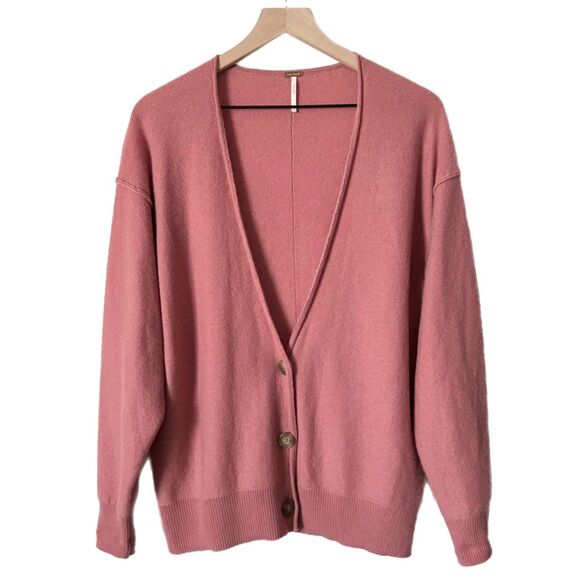 Free People Cashmere School Boy Cardigan in Pink Size XS - Picture 1 of 5